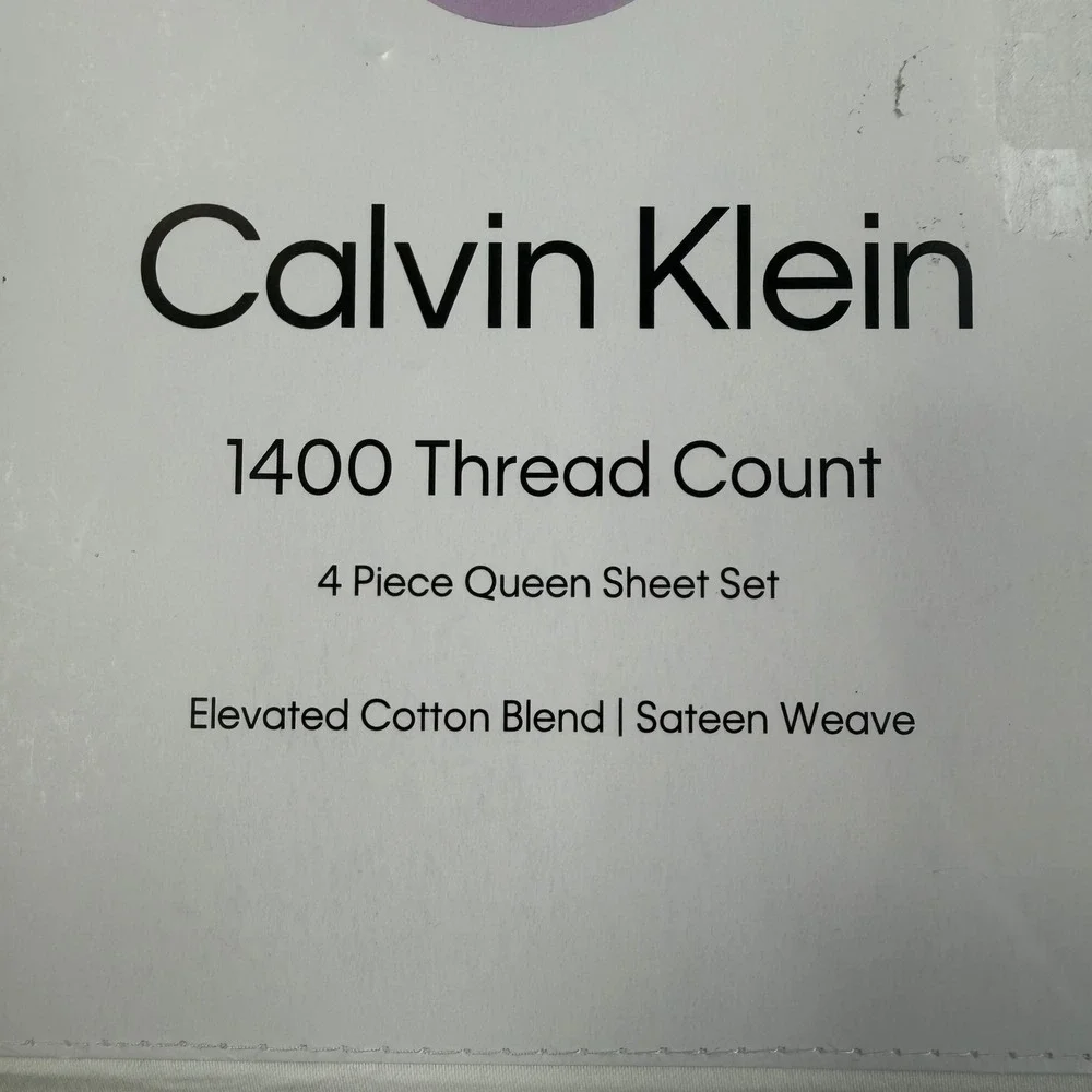 Calvin Klein Queen 4pc Sheet Set White 1400TC Cotton Blend Sateen New